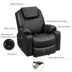 Electric Power Lift Recliner, Leather Massage Reclining Sofa, Elderly Lift Chair with Lumbar Heating & 8 Vibrating Nodes, Cup Holder, USB Port - image 22
