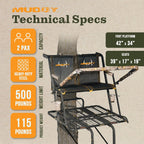 Ladder Tree Stand, 20ft, 500lb Capacity, 2-Person - image 3