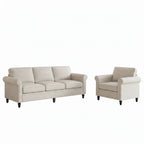 Beige Linen Sofa Set With Nailhead Trim Design - image 1