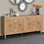 Large Floral Carved Storage Cabinet - Sideboard Buffet - image 5
