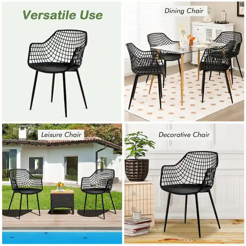 Set of 4 Modern Plastic Shell Dining Chairs with Metal Legs by Costway - image 20