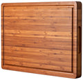 Allsum Large Wood Cutting Board for Kitchen, 1 Thick Bamboo Cheese Charcuterie Board, Butcher Chopping Block, with Juice Grooves and H - image 1