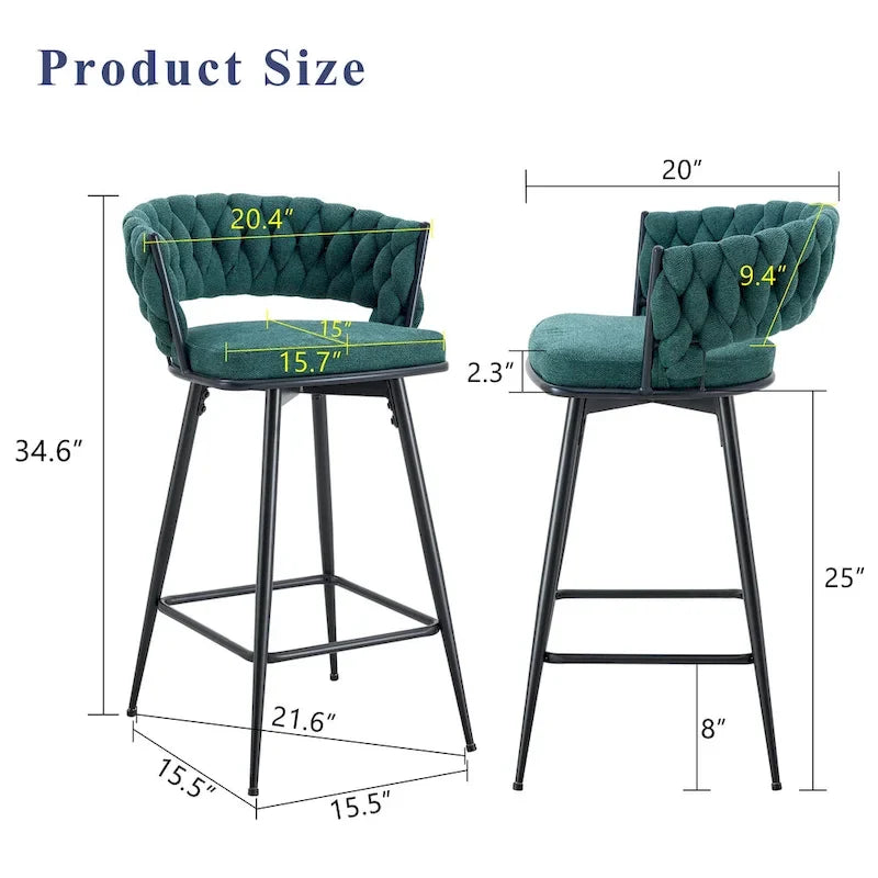 Pair of Swivel Bar Stools with Comfortable Linen Cushions - Counter Height Seating for Kitchen Islands, Dining Areas, or Pubs - image 16