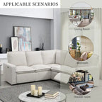 Linen Upholstered Power Recliner L-Shaped Sectional Sofa with USB Port - Soft Home Theater Seating for Living Room - image 8