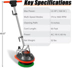 Commercial Floor Scrubber Machine with Brushes and Pads, Heavy Duty Floor Buffer Polisher and Cleaner- Deep Cleaning Tile and Grout, Hardwood Floors and Carpets without Getting on Hands and Knees - image 2