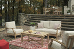 Signature Design by Ashley Clare View Coastal Outdoor Patio Eucalyptus Sofa with Cushions, Beige - image 62