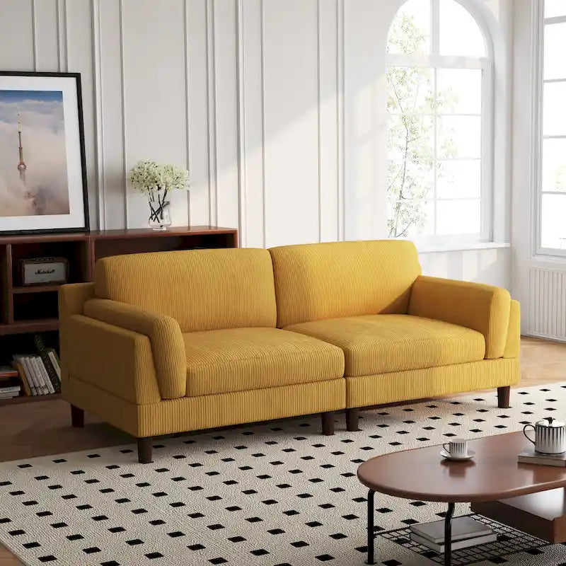 90-Inch Oversized Corduroy Sofa for Living Room with Reversible Cushions - image 10