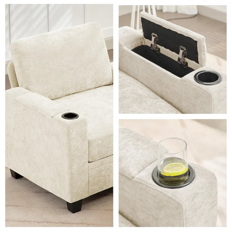 Versatile Chenille Storage Loveseat Sofa - image 19
