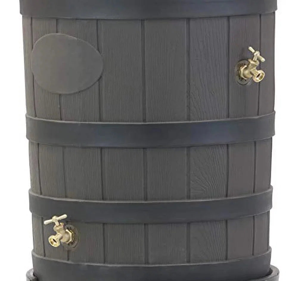 50-Gallon Outdoor Rain Barrel with Wood-Look Finish - image 2