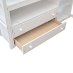 Gray Full-Size Loft Bed with Desk, Shelves, and Two Built-In Drawers - image 5