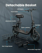 Gyroor Adult Electric Scooter with Large Center Basket 20 Mile Range Foldable and Seat - image 12