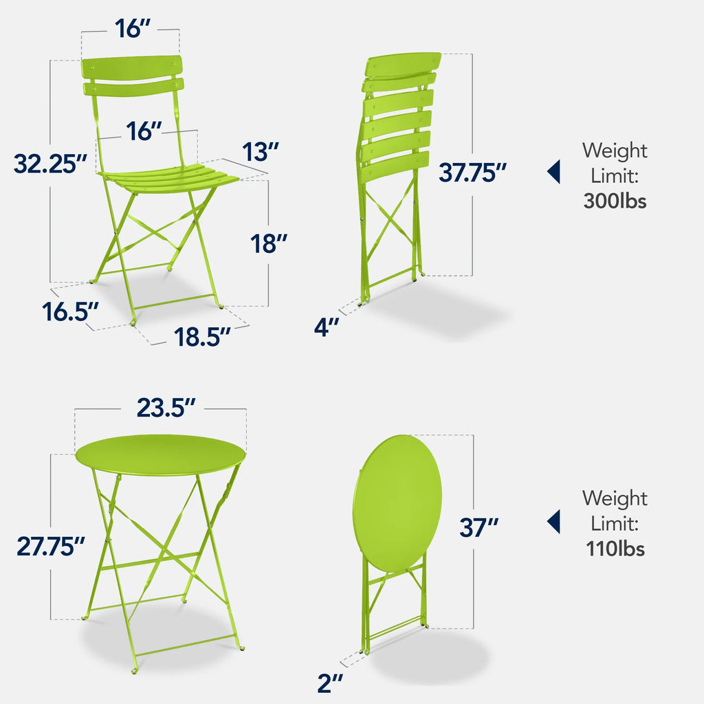 Best Choice Products 3-Piece Small Bistro Set, Folding Patio Furniture Set of 2 Chairs and Table - Black - image 38