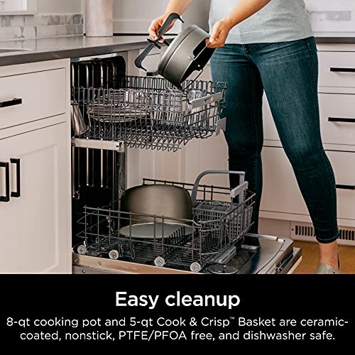 OL701 14 in 1 SMART XL 8 Qt. Pressure Cooker Steam Fryer with SmartLid & Thermometer Auto Steam Release, that Air Fries, Proofs & More, 3 Layer Capacity, 5 Qt. Crisp Basket, Silver/Black - image 13
