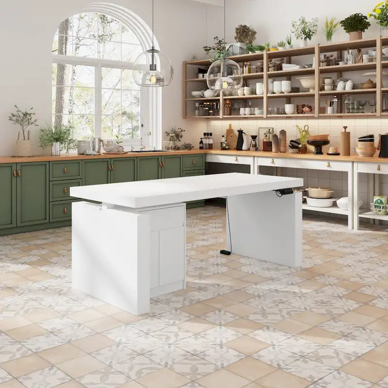 Modern White Adjustable Workstation - 70.9W Dining Table & Office Desk - image 17