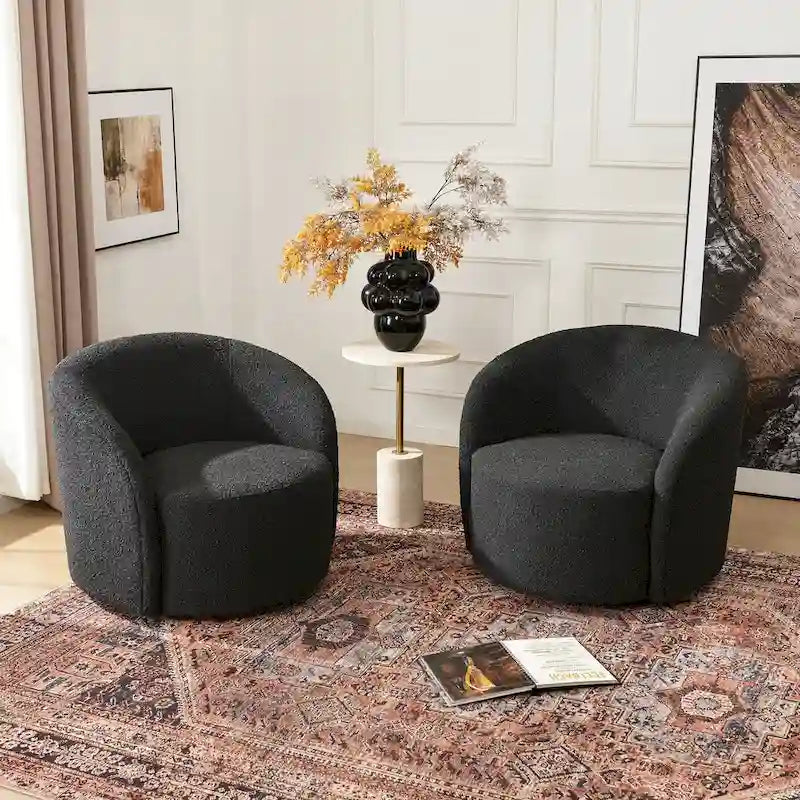 Set of 2 KINWELL 34-Inch Wide Upholstered Swivel Barrel Chairs - image 21