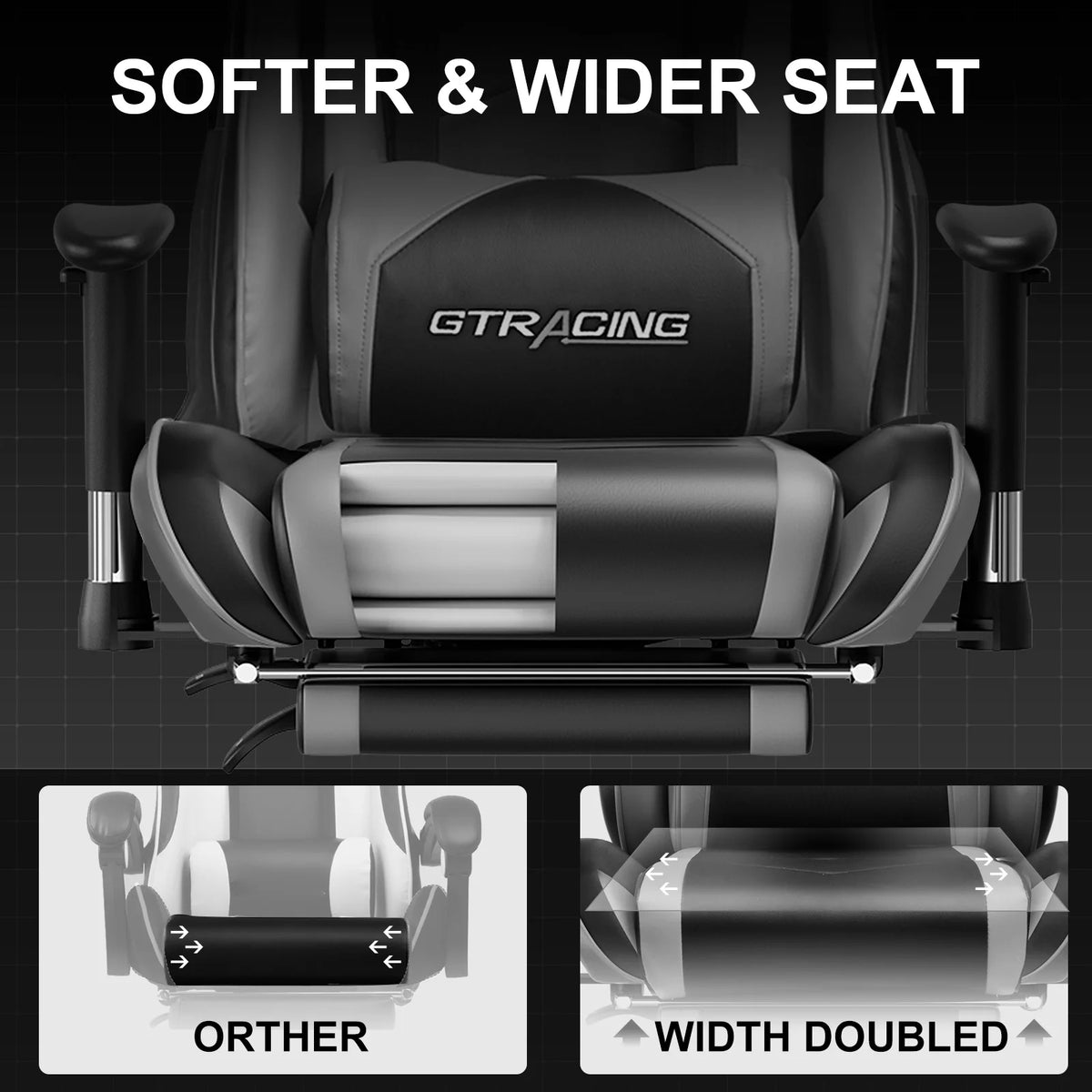 GTRACING Gaming Chair, Ergonomic Office Desk Chair with Lumbar Support, PU Leather, Footrest & Adjustable Headrest, Red - image 68