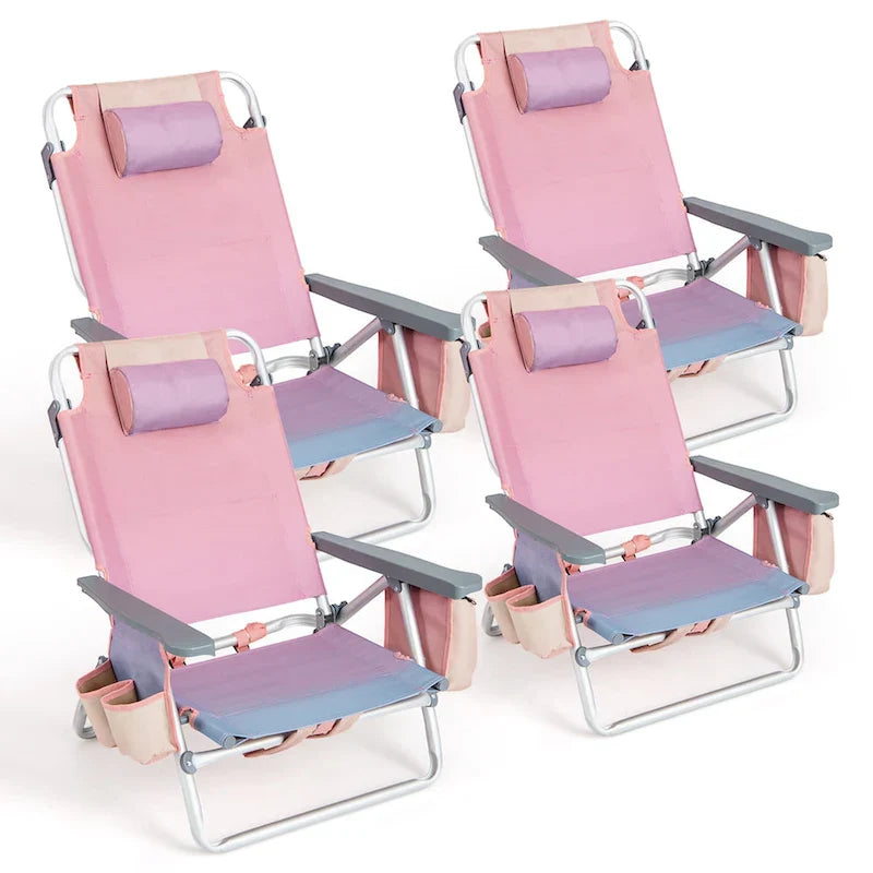 Costway 4-Pack Folding Backpack Beach Chair 5-Position Outdoor - See Details - image 11