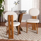 Kacela Contemporary Japandi Boucle Upholstered Wood Dining Chair Set - 2 Pieces - image 1