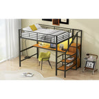 Complete Loft Bed Set with Desk, Storage Staircase, Compact Wardrobe, and LED Lighting - image 6