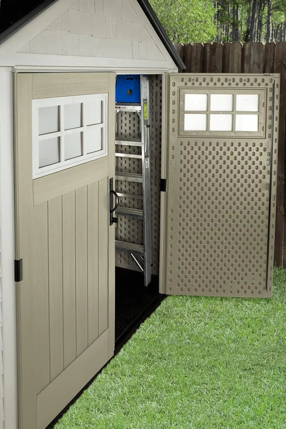 Rubbermaid Resin Outdoor Storage Shed With Floor Weather Resistant Gray Organization for Home - image 40