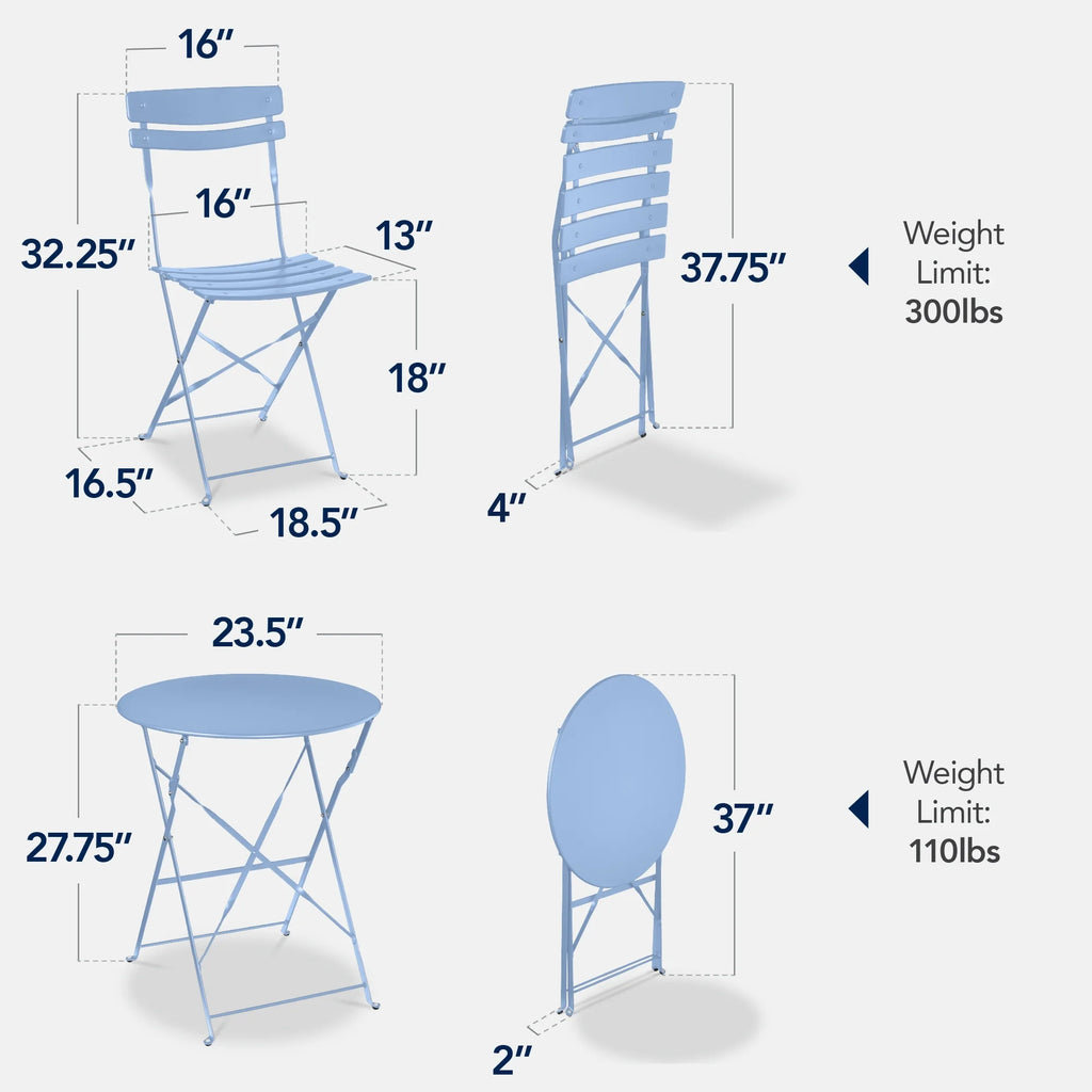 Best Choice Products 3-Piece Small Bistro Set, Folding Patio Furniture Set of 2 Chairs and Table - Black - image 46