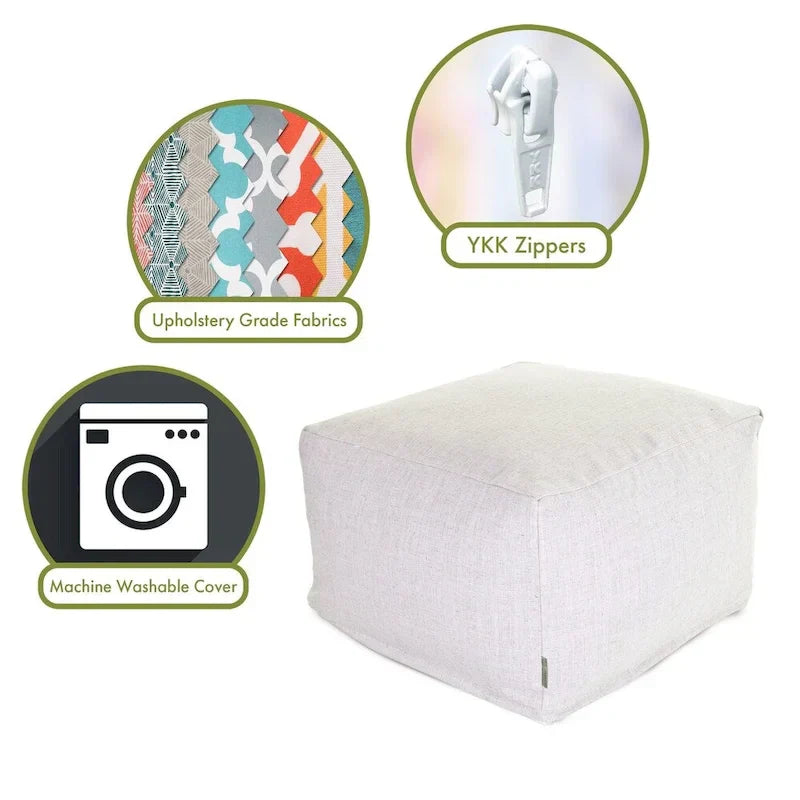 Majestic Home Goods Indoor Wales Poly/Linen Ottoman Pouf - 27" L x 27" W x 17" H - image 3