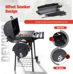 Devoko Charcoal Grill, Outdoor BBQ Grill with Offset Smoker and Side Table for Garden and Parties - image 3