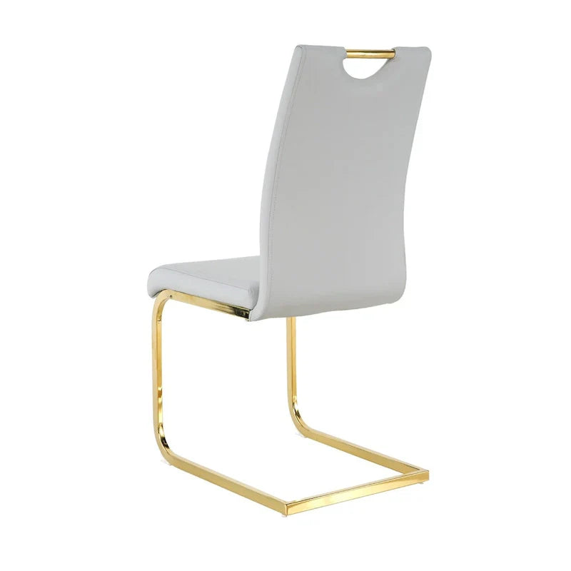 4-Piece Modern Faux Leather Dining Chair Set with Gold Metal Legs and Padded Seats - image 30