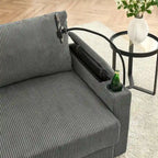 102 Corduroy Contemporary 3-Seater Sofa with Deep Seating, Cup Holders, and Phone Holder - image 12