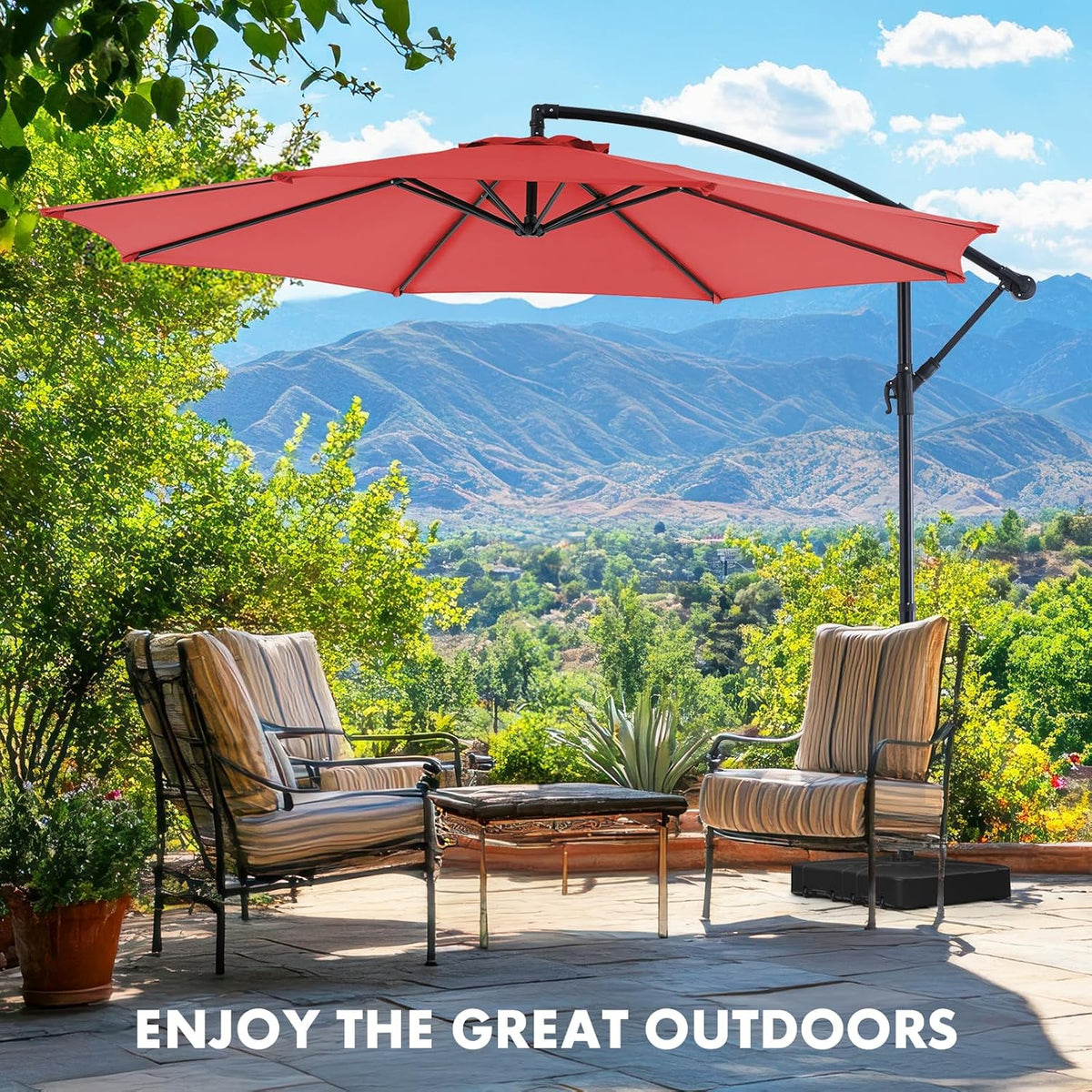 9.8FT Offset Patio Umbrella Hanging Cantilever Umbrella Outdoor Sun Shade with Easy Tilt Adjustment, 8 Ribs, UV Protection for Backyard, Lawn, Garden and Pool, Blue - image 22