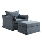 Sophie Contemporary Oversized Slipcovered Armchair and Ottoman with Lockable Rear Wheels - image 6