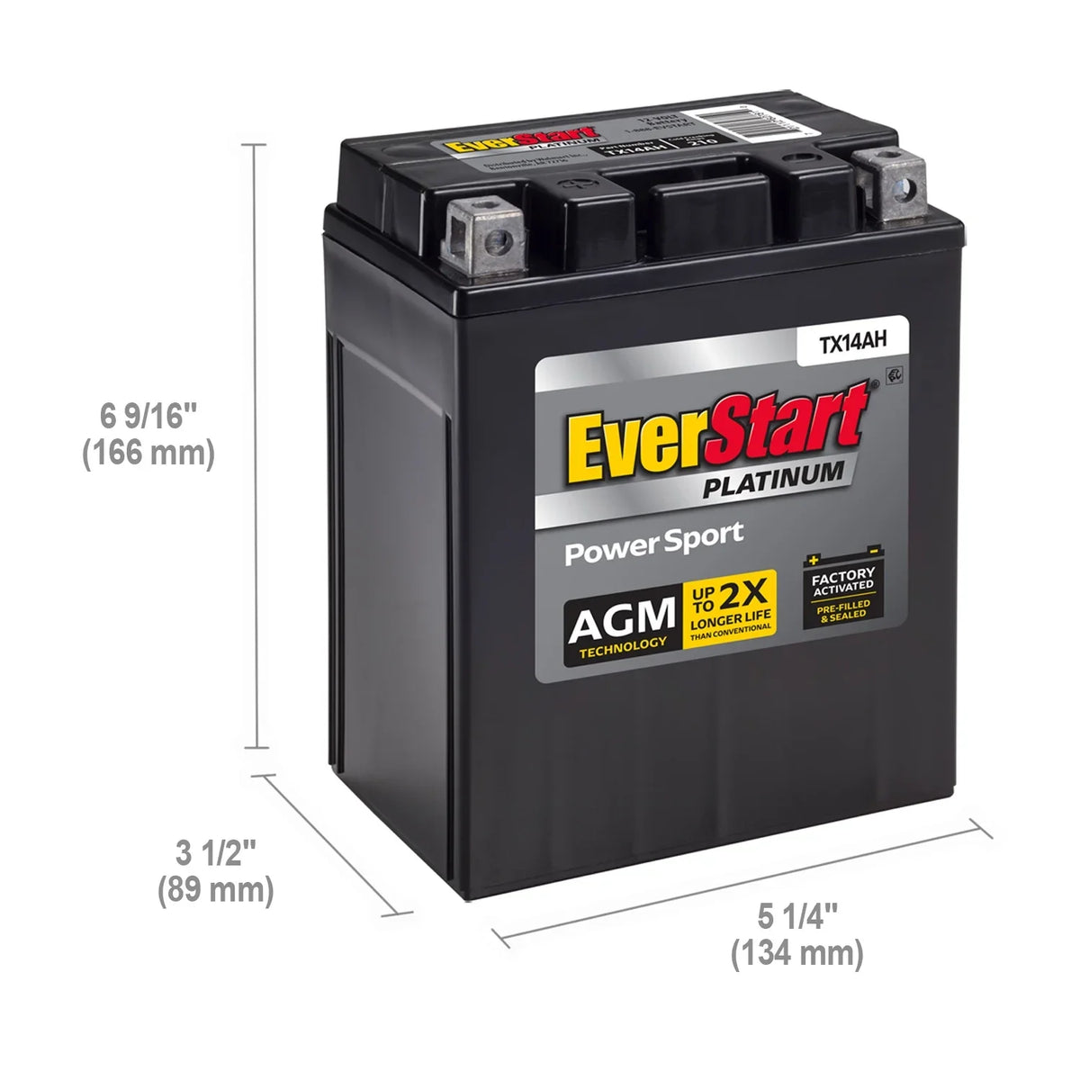 EverStart Platinum AGM PowerSport Battery, Group Size TX14AH 12 Volt, 220 CCA - image 5