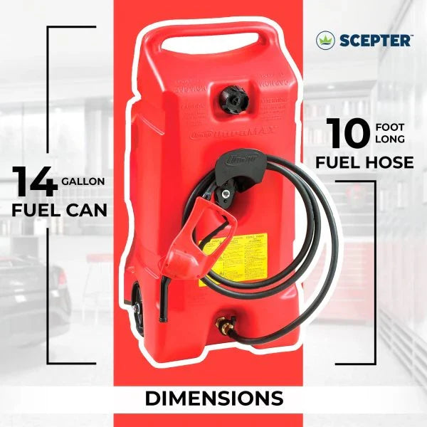 14 Gallon Portable Gas Fuel Tank with Pump, 2 Pack, Red - image 3
