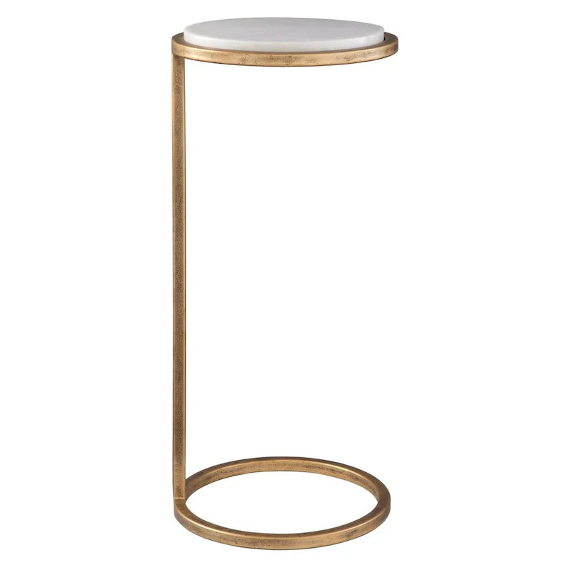 Copper Grove Vintage Gold Iron and White Marble Accent Table - image 3