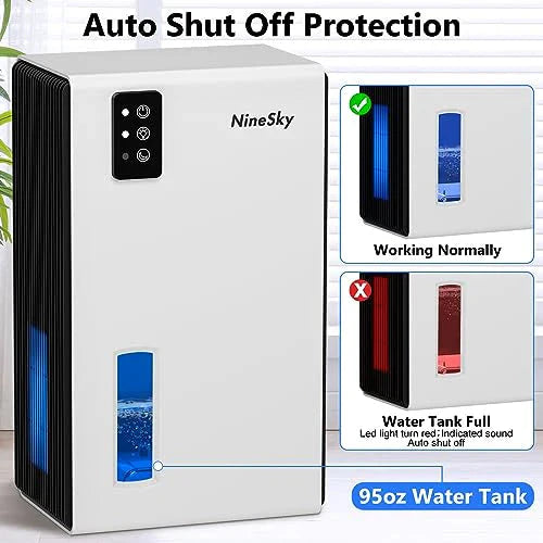 NineSky Dehumidifier for Home, 85 OZ Water Tank, (800 sq.ft) Dehumidifiers for Bathroom - image 3