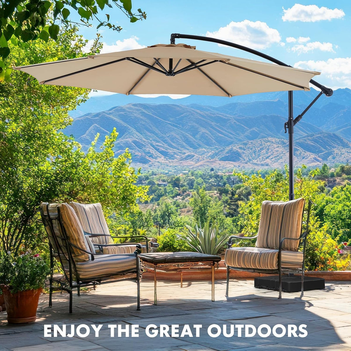 9.8FT Offset Patio Umbrella Hanging Cantilever Umbrella Outdoor Sun Shade with Easy Tilt Adjustment, 8 Ribs, UV Protection for Backyard, Lawn, Garden and Pool, Blue - image 16