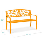 Best Choice Products Outdoor Steel Bench Garden Patio Porch Furniture W/ Floral Design Backrest - Black - image 60