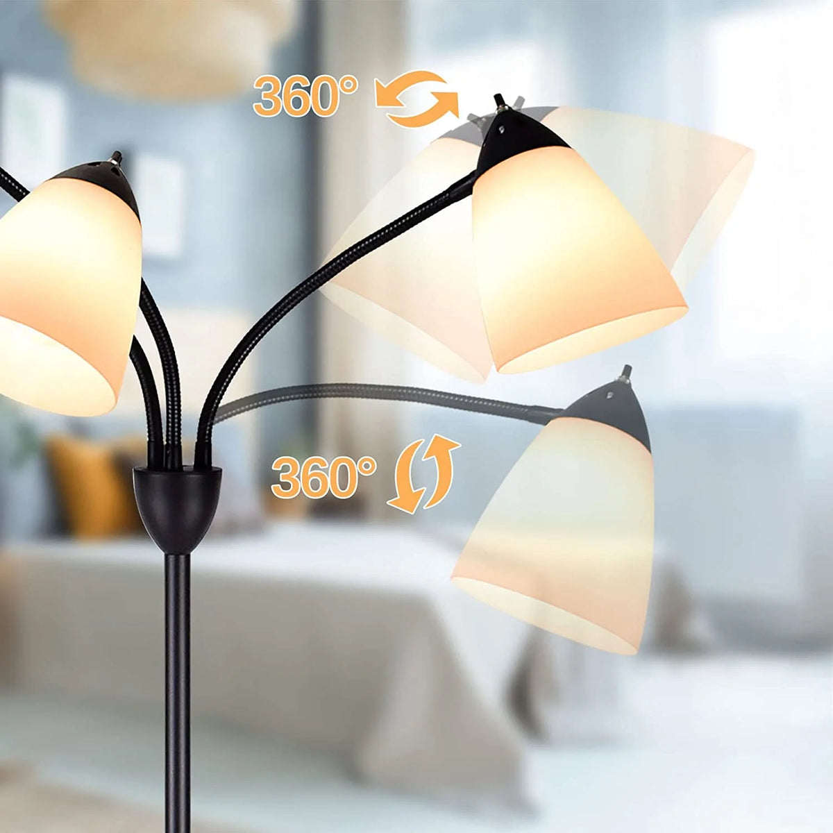 DINGLILIGHTING Floor Lamp Tall for Room: Flexible Gooseneck Floor Lamps Standing for Bedroom Home Office - Modern Floor Lights 5 - Light - image 10