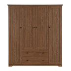 Freestanding 4-Door Wardrobe Armoire with 2 Drawers and Hanging Rods for Clothes Storage - image 25