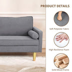 Elegant 65-Inch Orange Polyester 2-Seater Loveseat with Side Pockets and Round Cushions - image 14