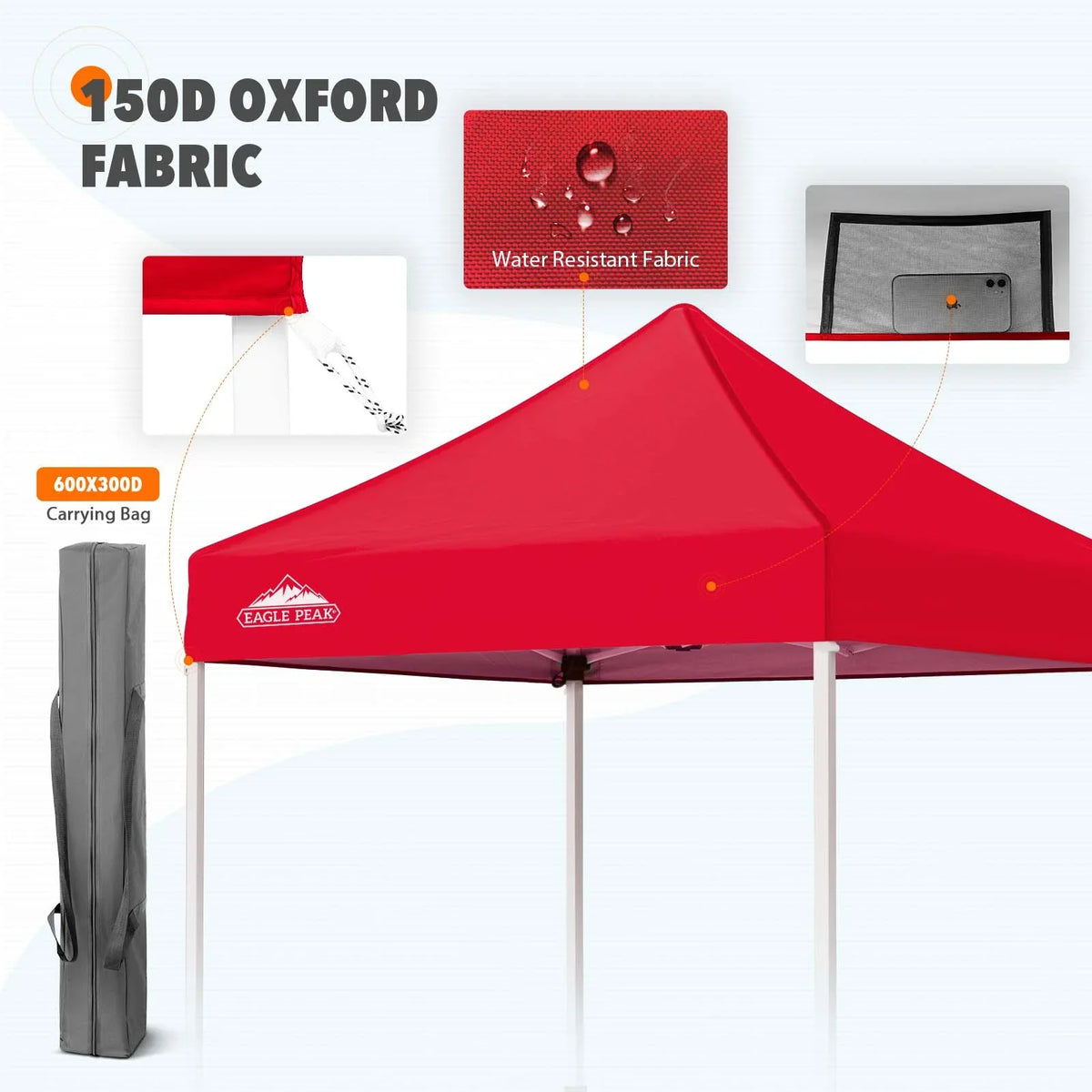 EAGLE PEAK 5x5 Pop up Canopy Tent Instant Outdoor Canopy Easy Set - up Straight Leg Folding Shelter（blue） - image 107