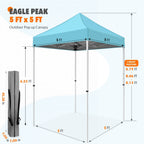 EAGLE PEAK 5x5 Pop up Canopy Tent Instant Outdoor Canopy Easy Set - up Straight Leg Folding Shelter（blue） - image 159