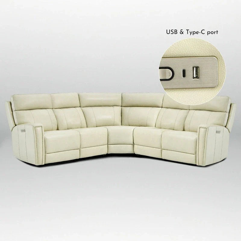 104" 3-Color Genuine Leather Power Reclining Sectional Sofa with Zero Gravity Feature, USB & USB-C Ports, and 2 Stationary Armless Chairs - image 25