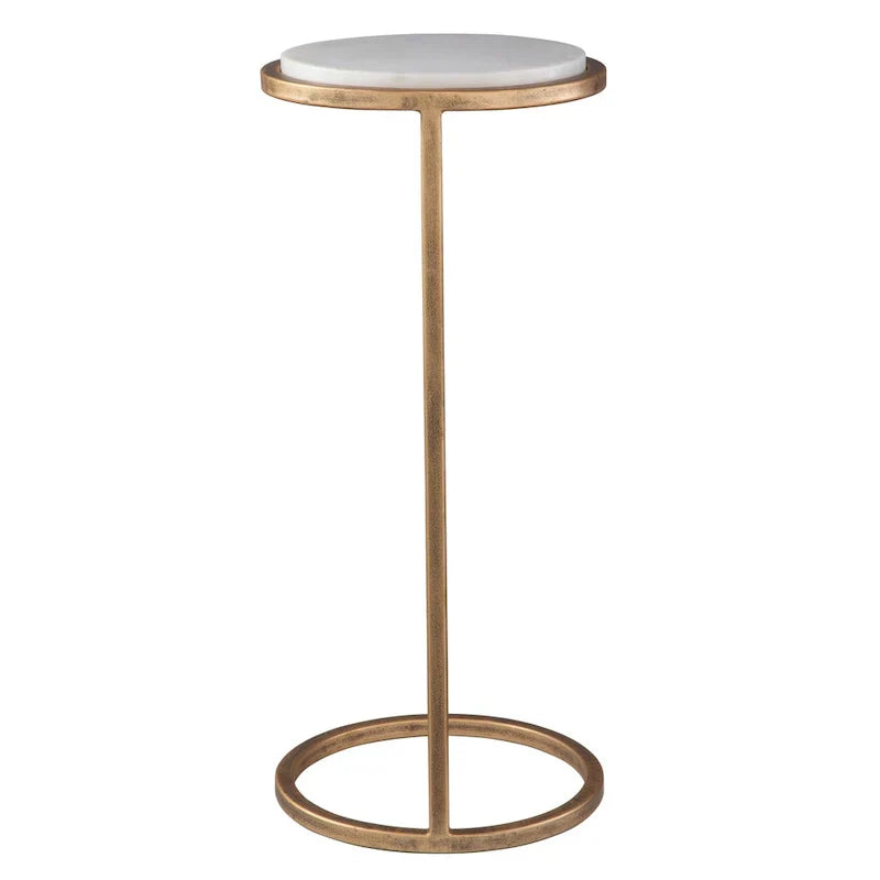 Copper Grove Vintage Gold Iron and White Marble Accent Table - image 4