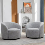 Set of 2 KINWELL 34-Inch Wide Upholstered Swivel Barrel Chairs - image 9