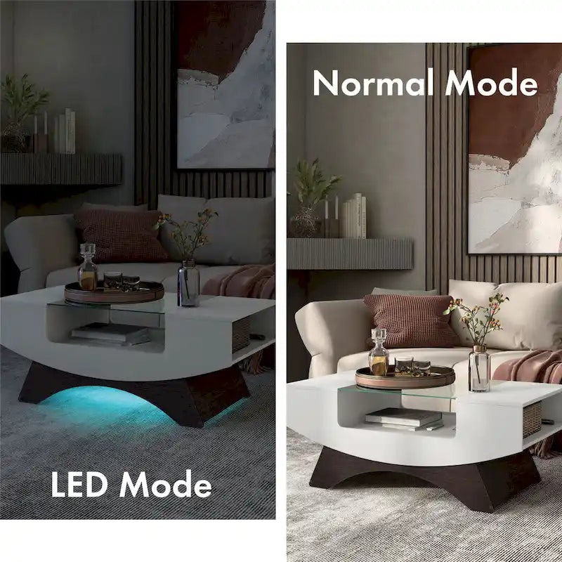 Angelic Contemporary Storage Coffee Table with Glass Insert by Furniture of America - image 12