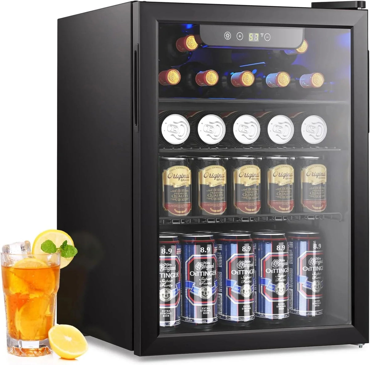 Mini Fridge 130 Can Beverage Refrigerator Cooler, 3.2 Cu.Ft Drink Fridge for Soda Wine Beer, Adjustable Temperature Control for Home Office, Black - image 3