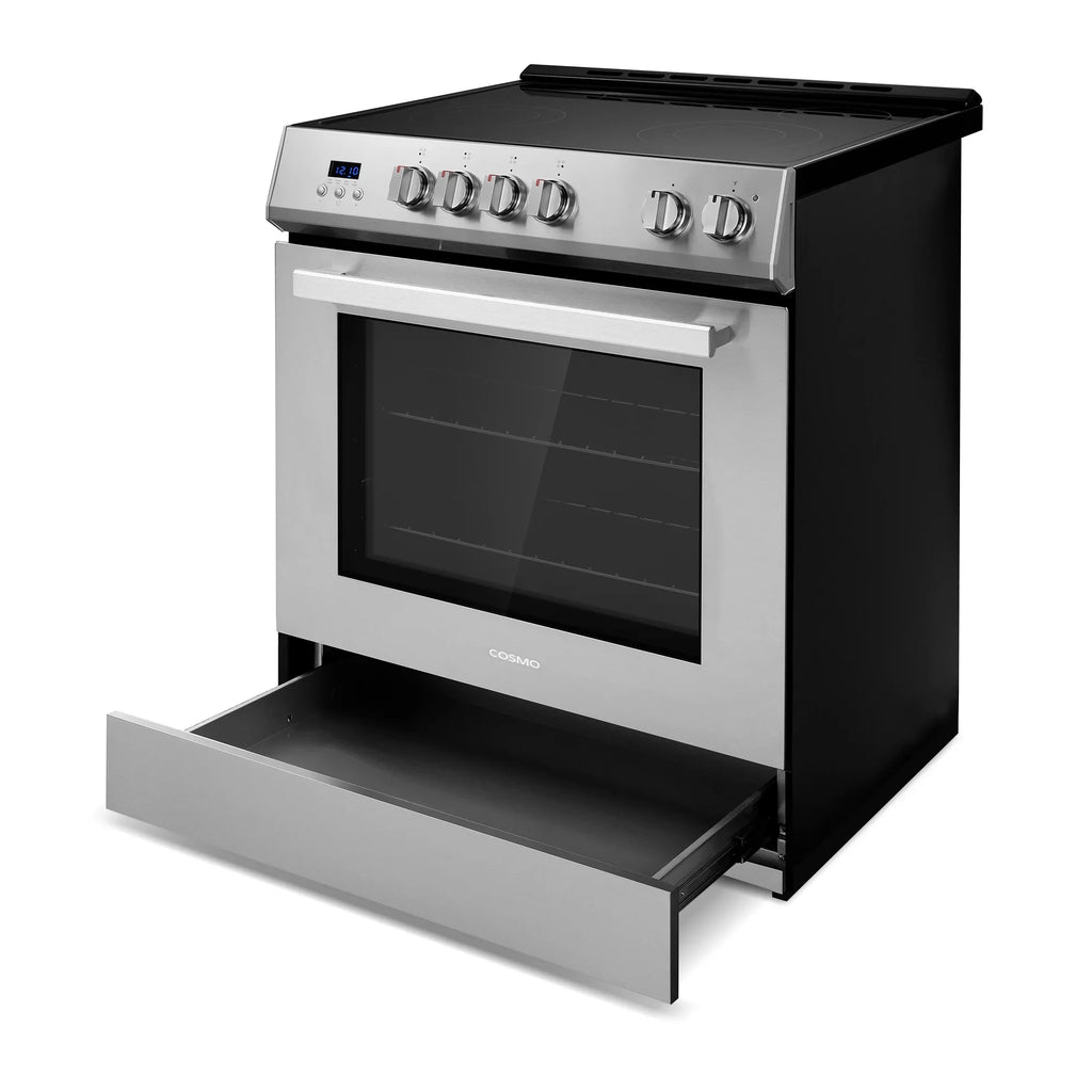 Cosmo 30 in. Stellar Collection 5.0 cu. ft. Electric Range with 4 Burner Glass Cooktop and Convection Oven in Stainless Steel - image 7