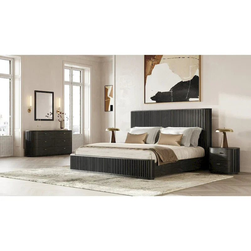 Modrest Fields Contemporary Black Acacia Chest of Drawers - image 4