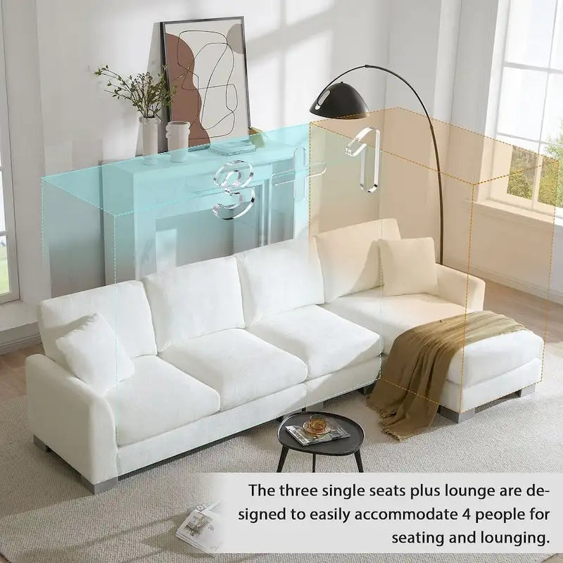 Spacious L-Shaped Chenille Sectional Sofa with Chaise Lounge for Living Room, Apartment, or Office - image 7